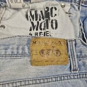 Marc Moto Andrew Marc Light Wash Denim Straight Leg Jeans Mens 33x30 80's Style‎